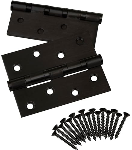 2 Stück SO-TOOLS® Schwerlast Aufschraubbänder/Tragkraft 50 kg/Materialstärke 2,0 mm / 100 x 75 mm/Scharnier aus Edelstahl schwarz gepulvert/Türscharnier Türbänder mit wartungsfreien Gleitlagern