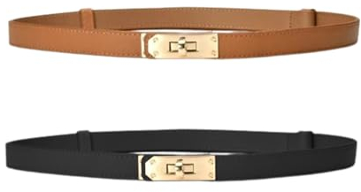 Katyjun 2 Stücke Verstellbarer Gürtel Damen Schmal, Schmaler Belt Women, Ledergürtel Damen