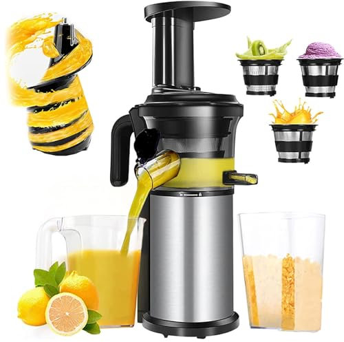 Exprimidor Molinillo Lento De Acero Inoxidable 200w | Exprimidor Lento De SeparacióN De Jugo De Pulpa De 40rpm |, Exprimidor De Prensa En FríO | Exprimidor Extractor De Frutas Y Verduras,Black