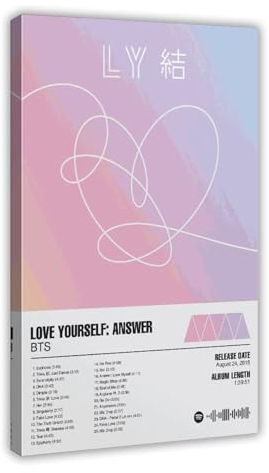 MOHTOY BTS Poster Love Yourself, Albumcover, Poster, Leinwandposter, Schlafzimmer-Dekor, Sportlandschaft, Büro, Raumdekoration, Geschenk, Rahmen-Stil, 40 x 60 cm