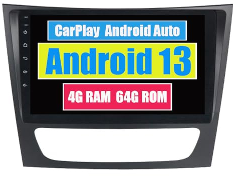RoverOne Car Stereo CarPlay Head Unit for Mercedes Benz E Class S211 W211 2002-2009 CLS Class C219 2004-2010 Android Auto Touch Screen Sat Navi Bluetooth WiFi Radio Player