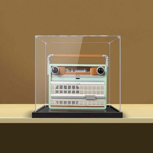 Vitrina acrílica para Lego 10334 Radio Retro, Almacenamiento Transparente a Prueba de Polvo, 25 x 25 x 15 cm, Solo Caja de exhibición, Idea de Regalo, Personalizable (2 mm)