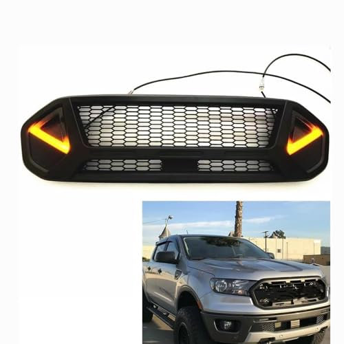 HHYHUJYG Kühlergrill, Für Ford Ranger Raptor Stil 2019 2021,Front- & Kühlergrille,Frontgrill Zierleisten Streifen Kühlergrilleinsätze,Autogrill-Netz