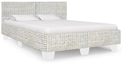 Bulliing Bettgestell Lattenrost Bett Bed Frame Bedrahmen Betten Grau Natur Rattan 160 x 200 cm