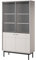 Bettso - Vitrinenschrank - Glasvitrine - Wohnzimmer Schrank - 184 cm hoch, 104 cm breit - Bücherregal mit Türen, Highboard - Stilvolles geriffeltes Glas, hohe Beine - Vitrine Beige