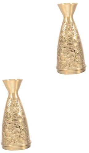 Alipis 2 Piezas botella de vino de latón decantadores para alcohol mini botellas de alcohol decoración casa jarrones decorativos decoraciones para sala de estar centros de mesa de bronce
