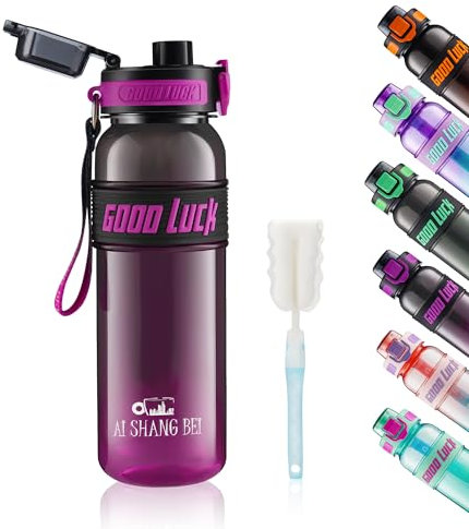 YC Kitchen Gourde 1L - Bouteille d'eau, Gourde Sport étanche sans BPA, avec Brosse de Nettoyage, de Sport Pour le Fitness, la Gym et les Sports de Plein Air (rose rouge)