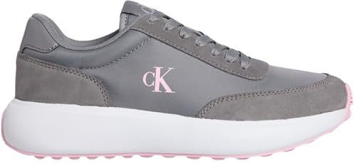 Calvin Klein Baskets Femme Logo en Cuir, Gris (Steeple Gray/Rose Shadow), 37