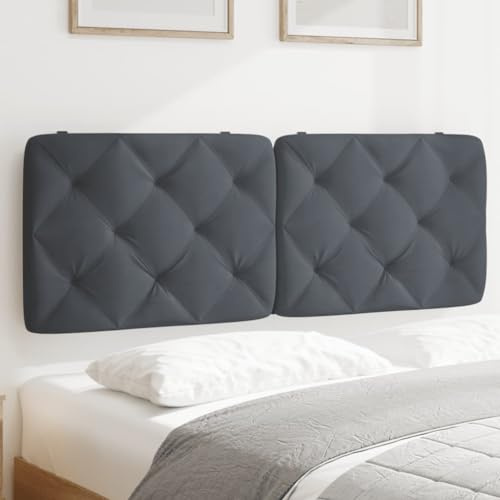 prissent Bett-Kopfteil Betthaupt Bettzubehör Multifunktional Kopfteil-Kissen Samt Kopfteil-Polster Möbelstück für Schlafzimmer Schlichte und Saubere Optik Wandschutz Dunkelgrau 142x6x48 cm