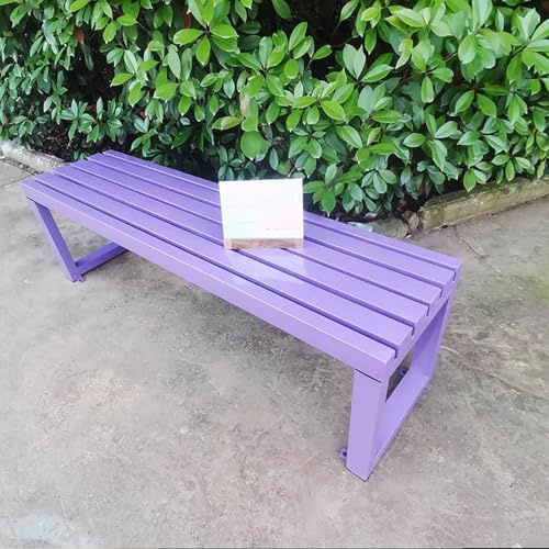 XRRJFYH Gartenbank Wetterfest Sitzbank Outdoor Gartenbank Metall für Park, Hof, Veranda, Rasen, Balkon, Hinterhof, Einfach Zusammenzubauen(Purple,120cm/47in)