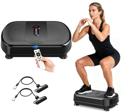 Machine d'exercice à plaque vibrante, plaque vibrante pour tout le corps avec mode automatique/manuel et Bluetooth, pédale en silicone, bandes à boucle, planche à secouer pour homme et femme, perte de