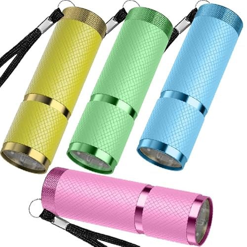 4 Pack Small Torches Led Super Bright, Mini Torch Battery Powered, with 9 LEDs, Camping Hand Torch for Kids Adult, Flashlight for Power Cuts, Emergency, Hiking（Battery Not Included）[Energy Class A+++]