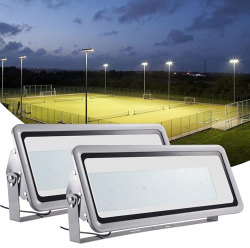 Bellanny 2Pack 1000W LED Strahler Außen, 100000LM Außenstrahler Scheiwerfer | 6500K Kaltweiß Flutlicht mit 1296LEDs, IP65 Wasserdicht Fluter Baustrahler, Wandleuchte für Garage Stadien Fabriken Parkplatz