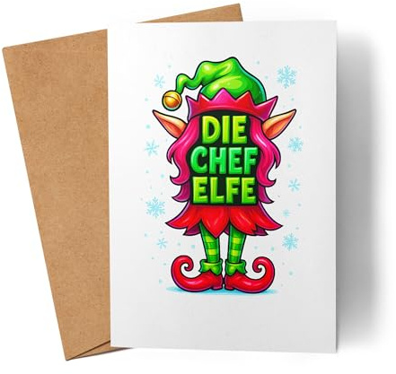 Lilavie-Design Die Chef Elfe Weihnachten Motiv Karte Grußkarte Faltkarte