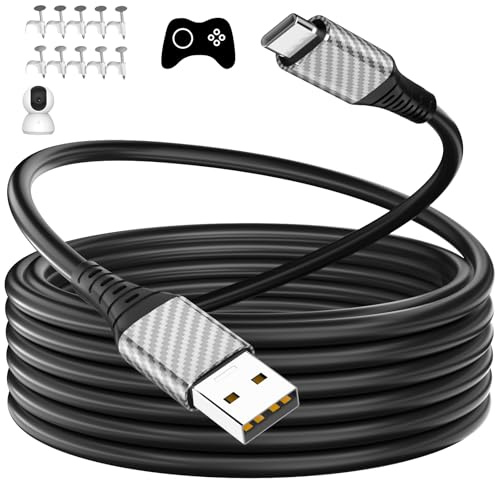 AIAUXAI USB C Cable 6M,Extra Long USBA to USB C Power Extension Cable Black | USB C Charger Cable Compatible with Xiaomi/Eufy Cam/Blink Mini Outside Security Cameras for Galaxy/AndroidPhone/Power Station