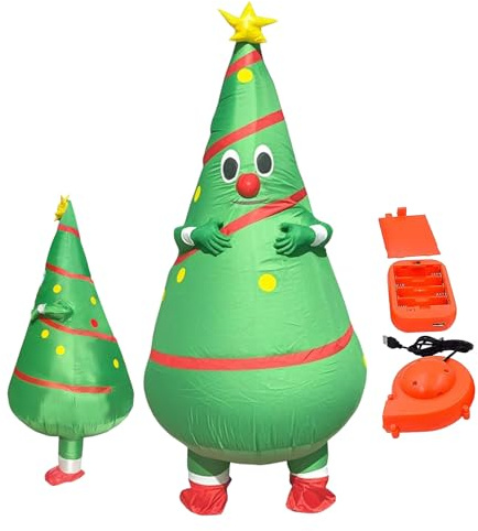 Générique Costume D'arbre De Noël Gonflable – Costume D'arbre Gonflable Pour Adultes Pour Fêtes Et Défilés | Tenue De Vacances Unisexe, Taille, Verte, Pour Halloween Et Les Événements De Noël