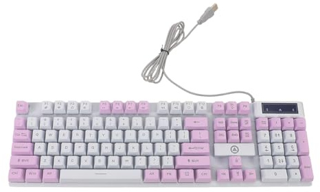 CIYODO Clavier Mécanique Filaire RGB Rétroéclairé 104 Touches Blanc Violet Double Couleur, Molette Multimédia, Clavier de Jeu Gamer pour PC Bureau et Ordinateur Portable
