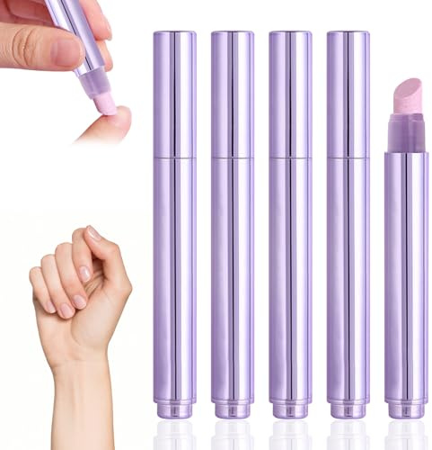 Ninnyi 3 in 1 Nails Cuticle Oil Pens, 5 Pcs Portable Cuticle Pusher, Brighten Nail Care Pen for Women