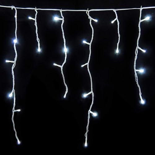 Gartenpirat Eisregen LED Lichterkette 4,2 m 168 LED kaltweiß Weihnachtsbeleuchtung Timer außen innen
