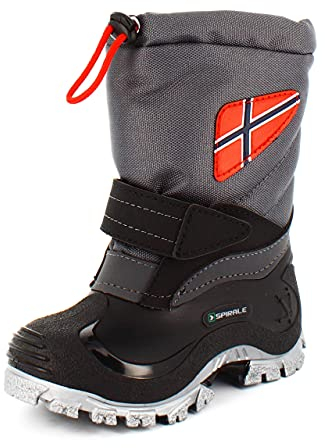 Spirale Morten, Stivali da Neve Unisex per Bambini, Impermeabili all'Acqua, Suola Antiscivolo in Gomma, Calda Fodera, Grigio, 29 EU
