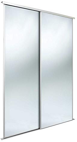 SPACEPRO Heritage Sliding Door Wardrobe with White Frame Mirror(BSEN12600), Modern 2 Door Wardrobe with Full Length Mirrored Sliding Doors for Bedroom - Ideal for H2260mm x W1195mm Opening