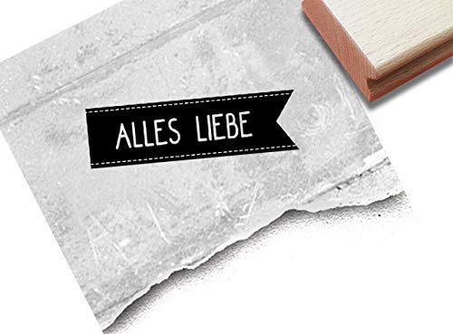 Stempel Alles Liebe als Banner - Textstempel Glückwünsche Geburtstag Karten Geschenkanhänger Basteln Deko Scrapbook Bullet Journal - zAcheR-fineT