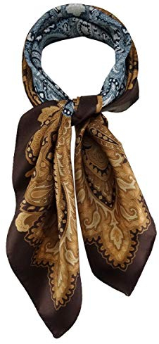 TigerTie Damen Nickituch Halstuch in braun beige türkis gemustert - Größe 60 x 60 cm