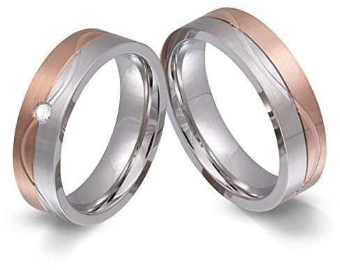 Juwelier Schönschmied - Unisex Trauringe Hochzeitsringe Partnerringe Brenila Edelstahl Zirkonia 6-6 157HDac - Kostenlose Wunschgravur mit AMAZON KONFIGURATOR online gestalten!