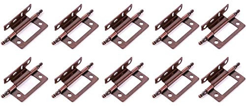 10x Antique Brass Finial Cranked Hinges - 50mm/2 Offset Flush Hinges