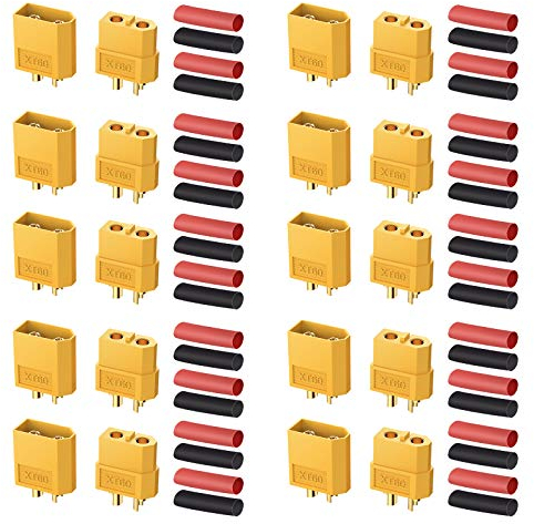 AUTOUTLET 10 Paar XT60 Batterie Anschlüsse, XT-60 Männlich Weiblich Stecker Buchse Steckverbinder Netzstecker mit Schrumpfschlauch, Hochstrom Stecker für RC Lipo Batterie