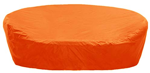 KaufPirat Premium Abdeckplane Sonneninsel Rund Ø 225x85 cm Holzbank Gartenmöbel Gartentisch Hülle Abdeckung Haube Schutzhülle Abdeckhaube 900 D, 500 g/m², 6.000 mm Wasserbeständigkeit Orange
