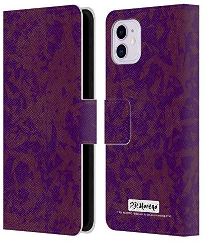 Head Case Designs Offizielle P.D. Moreno Violett Muster Leder-Wallet-Hülle Kompatibel mit Apple iPhone 11