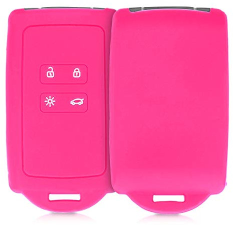 kwmobile Accessoire clé de Voiture Compatible avec Renault Smart Key 4-Bouton (Keyless Go Uniquement) - Coque en Silicone Souple avec Embout Porte-Clé - Fuchsia