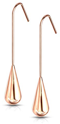 Bungsa Ohrhänger für Damen Tropfenform aus 316L Edelstahl 45 mm (rosegold)