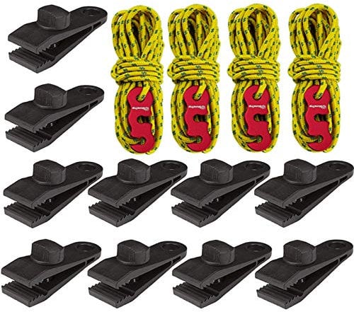 Tarp Clips Heavy Duty Lock Grip, 14 Pcs Tarp Clamps Heavy Duty, Awning Clamp Fasteners Grip, Tent Clip for Tarps, Car Cover, Canvas, Swimming Pool Covers(10 Pcs Clips and 4 pcs Cords)
