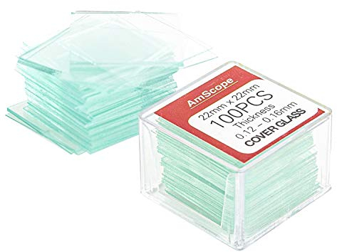 AmScope - Square Glass Microscope Cover Slips, 22mm x 22mm Cover Slides - Pack of 100 Product Name