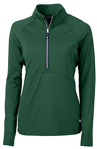 Cutter & Buck womens Long Sleeve Adapt Eco Knit Half Zip Pullover Shirt, Hunter, Small US