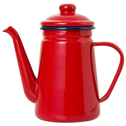 Beauneo Cafetera de Esmalte de Alto Grado de 1.1L Verter sobre Leche Jarra de Agua Jarra Tetera Barista Hervidor para Estufa de Gas y Cocina de InduccióN Rojo