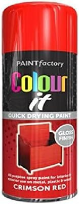 HOMION Colour it prime spray paint 400ml sunshine gloss or matt finish quick drying metal wood aerosol (1, CRIMSON RED GLOSS)