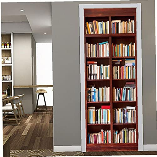 Bontannd Modern Library Türtapete Tapete Selbstklebende Aufkleber Vinyl Wasserdicht Herausnehmbare Abziehbilder Bücherregal Poster Deur Aufkleber
