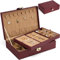 Vlando Schmuckkästchen-Schmuckaufbewahrung Leder Schmuckkasten-Damen, Geschenk für Frauen, Große Schmuckschatulle mit 2 Ebenen, Jewelry Organizer Ketten Aufbewahrung (Red)