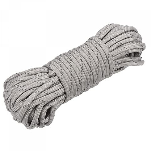 sourcing map Tent Rope 49.2 Feet 4mm Reflective Guyline 7 Strand Cord Nylon Guy Rope for Outdoor Camping Hiking, Light Grey
