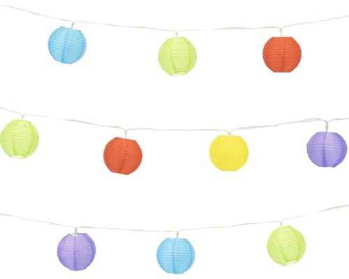 Gardenwize – 2 Metre 10 Piece Solar Powered Bright Bulb Garden String Lights, Pathway Lights – Decorative Garden Decorations No Running Costs (Multicoloured Lantern)
