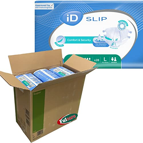 iD Slip Super Large All-in-One Incontinence Briefs | 3 Packs of 28 | Incontinence Briefs, All-in-One Incontinence Briefs, Moderate to Heavy Incontinence, Adult Diapers, Incontinence Protection