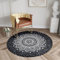 Chickwin Teppich für Wohnzimmer Rund, Mandala Stil rutschfeste Teppiche Flanell Flauschig Weich Moderne Fußmatte für Schlafzimmer Kinderzimmer Küche Dekoration (Durchmesser 80cm,Schwarz)
