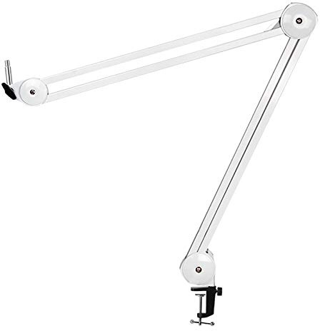 Oikabio Microphone Stand Adjustable Suspension Arm Built-in Spring for Voice Recording White