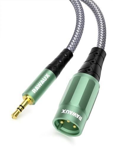 RAWAUX Cable de 3,5 mm a XLR macho 1M, Adaptador de cable auxiliar estéreo de XLR a mini jack Cable de micrófono desequilibrado para amplificador, cámara