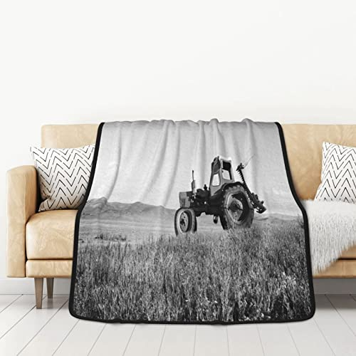 ASEELO 152 x 127 cm doppelseitige Decke Traktor Landwirtschaft Ruhe Fleece Decke Sofa Überwurf für Bett und Couch Reisen