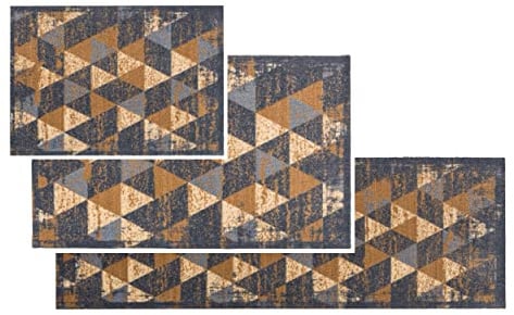 Rutschfeste Sauberlaufmatte - grau-braun 3er Set 50x70 + 66x110 + 50x150 cm | Miabella Türmatte rutschfester Läufer Wohnraum Fußmatte extrem saugfähiger Küchenläufer waschbar bei 30°C Schmutzfangmatte