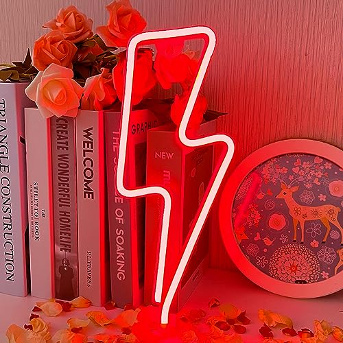 UExnkj-Y Blitz Leuchtreklame Rote Leuchtreklame LED Schild Blitz Neon Sign USB Oder Batteriebetriebene LED Neonlichter für Schlafzimmer Kinderzimmer Hochzeit Bar Party Dekoration